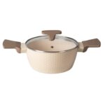Casseruola in alluminio pressato Beige Linea Diamante diametro 18 cm