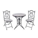 Set giardino Bistrot tavolo rotondo in ceramica Effetto Mosaico