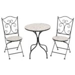 Set Bistrot tavolo rotondo Top in ceramica Effetto Mosaico