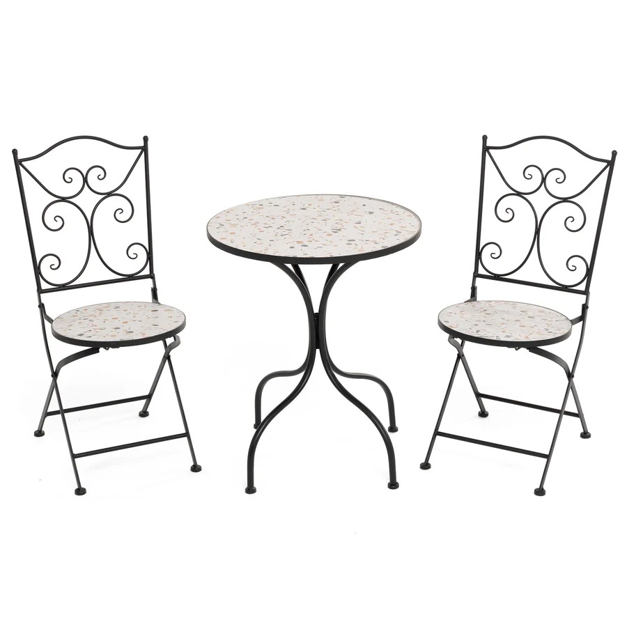 imgi_9_690916_1 Set Bistrot tavolo rotondo Top in ceramica Effetto Mosaico - immagine 1