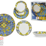 Servizio Piatti in Porcellana 18 pezzi, Decorazione Maiolica "Flower"