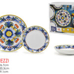 Servizio Piatti in Porcellana 18 pezzi, Decorazione Maiolica "Dafne"