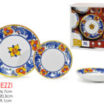 Servizio Piatti in Porcellana 18 pezzi, Decorazione Maiolica "Brigitte"