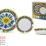Servizio Piatti in Porcellana 18 pezzi, Decorazione Maiolica "Fantasy"