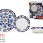 Servizio Piatti in Porcellana 18 pezzi, Decorazione Maiolica "Camilla"