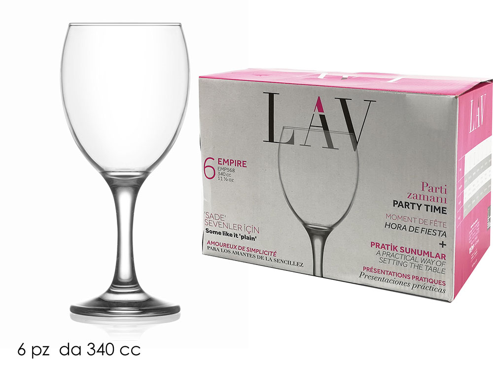 680535A Calici da Vino LAV "Empire" | Set 6 Pezzi 340cc - immagine 1