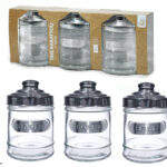 Tris Barattoli da Cucina in Vetro con coperchio - Sale, Zucchero, Caffè