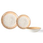 Servizio 18 pz piatti in porcellana Demetra Beige - immagine 2