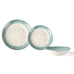 Servizio 18 pz piatti in porcellana Demetra Light Blue