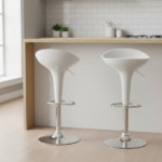 Set 2 Sgabelli Regolabile ABS e Metallo Bianco