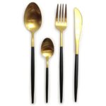 Servizio 24 pz posate in acciaio inox Makeda Gold & Black