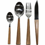 Servizio 24 pz posate in acciaio inox color noce