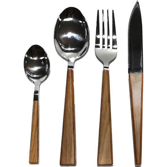 676611 posate forchette coltelli Servizio 24 pz posate in acciaio inox color noce - immagine 1