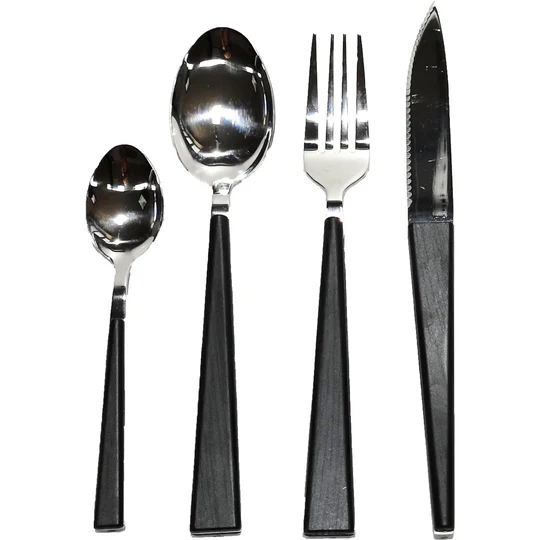 676612 posate cucina casa Servizio 24 pz posate in acciaio inox color nero - immagine 1