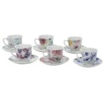 Servizio da caffè in Porcellana 6 tazzine con piattini