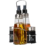 Set menage con  contenitori in vetro 4 pezzi con stand