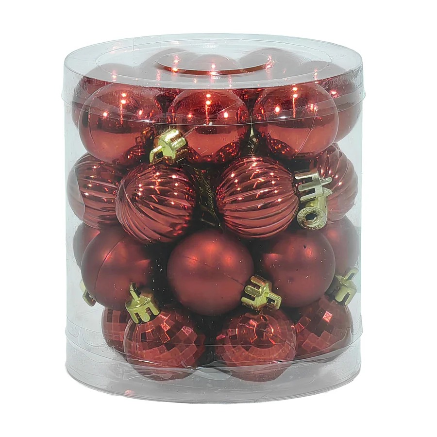 302236 Palle di Natale Rosse mix diametro 3 cm - immagine 1