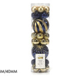 Set  di 32 Palline di Natale Blu Navy e Oro - Lusso e Varietà per un Albero Perfetto (100mm-40mm)