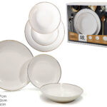 Servizio Piatti 18 Pezzi "Golden Emotions" in Porcellana Bianca e Oro