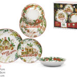 Set da18 Piatti Natalizi in Porcellana  - Gingerbread Cookies