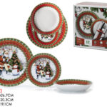 Set da 18  Piatti Natalizi in Porcellana  - Babbo Natale e Pupazzo di Neve