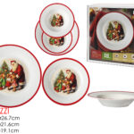 Set Piatti Natalizi 18 Pezzi Porcellana Illustrazione Babbo Natale Vintage – Tavola Incanto.