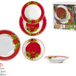 Set Piatti Natalizi 18 Pezzi - Decorazioni Poinsettia Rosse