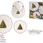 Set 18 Piatti Natalizi Albero di Natale - Bordo Smerlato