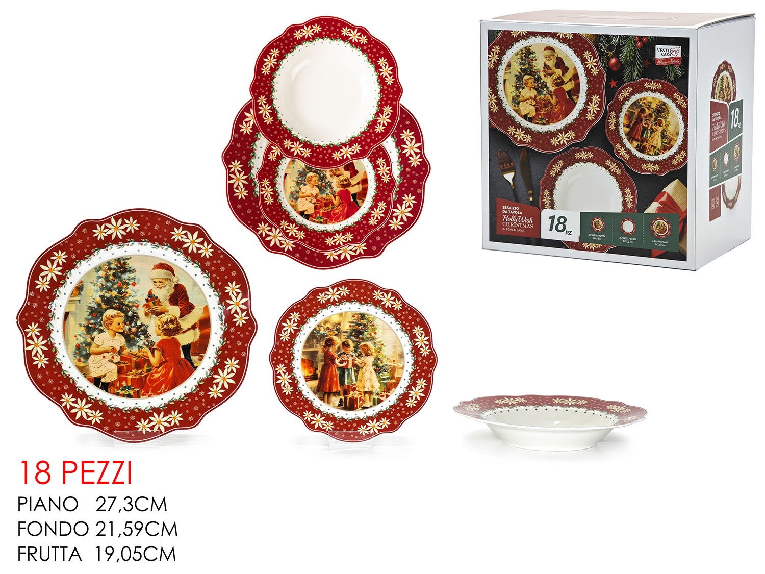 Set 18 Piatti Natalizi Vintage – Babbo Natale e Bambini Set 18 Piatti Natalizi Vintage - Babbo Natale e Bambini - immagine 1