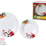 Set 12 Piatti Natalizi Babbo Natale & Pupazzo di Neve