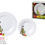 Set da 12 Piatti Natalizi in Porcellana  - Tema Albero di Natale 'Chrissy Tree'