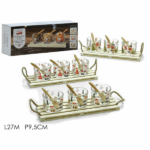 Set Antipastiera Natalizia 3 Posti con Vassoio in Bambù e Cucchiai