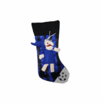 Calza Natalizia in Stile "Pazza Inter" Black & Blue a Righe con Pallone Nerazzurro