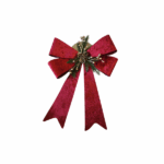 Fiocco Natalizio Elegante in Velluto Rosso Borgogna con Decorazioni Oro