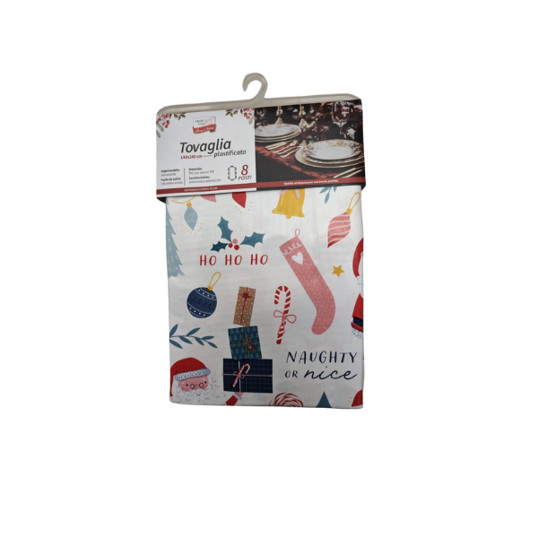 425905-A Tovaglia 8 Posti Natalizia Plastificata Design Giocoso e Moderno | (140x240 cm) - immagine 1