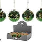 Set 12 Palle di Natale Assortite in Vetro Soffiato Verde e Oro (80 mm) - Collezione Lusso