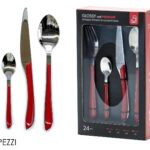 Servizio Posate 24 Pezzi GLOSSY RED PREMIUM in Acciaio Inox