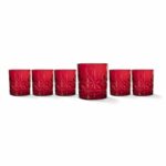 Set 6 Bicchieri Tumbler Rossi in Vetro con Lavorazione a Stella - Stile Moderno