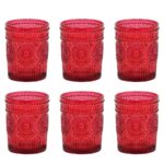 Set 6 Bicchieri Acqua/Bibita CESAREO in Vetro Rosso Decorato (30 cl