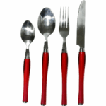 Set Posate 24 pz. Tavola Manico Rosso in Acciaio Inox