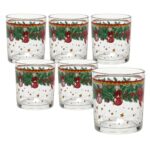 Set 6 Bicchieri Natalizi con Ghirlanda e Pigne - immagine 2