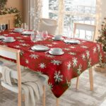 Tovaglia 10 Posti Antimacchia "White Winter" Verde Bosco – 140x300 cm - immagine 2