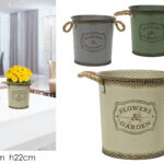 Vaso con Manici "Flowers & Garden" in Metallo con Corda