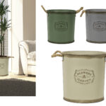 Vaso con Manici Decorativo "Flowers & Garden" in Metallo – Stile Rustico Vintage