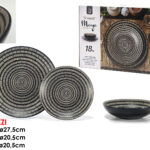 Servizio Piatti 18 Pezzi "Maya Black" in Stoneware – Stile Moderno e Materico