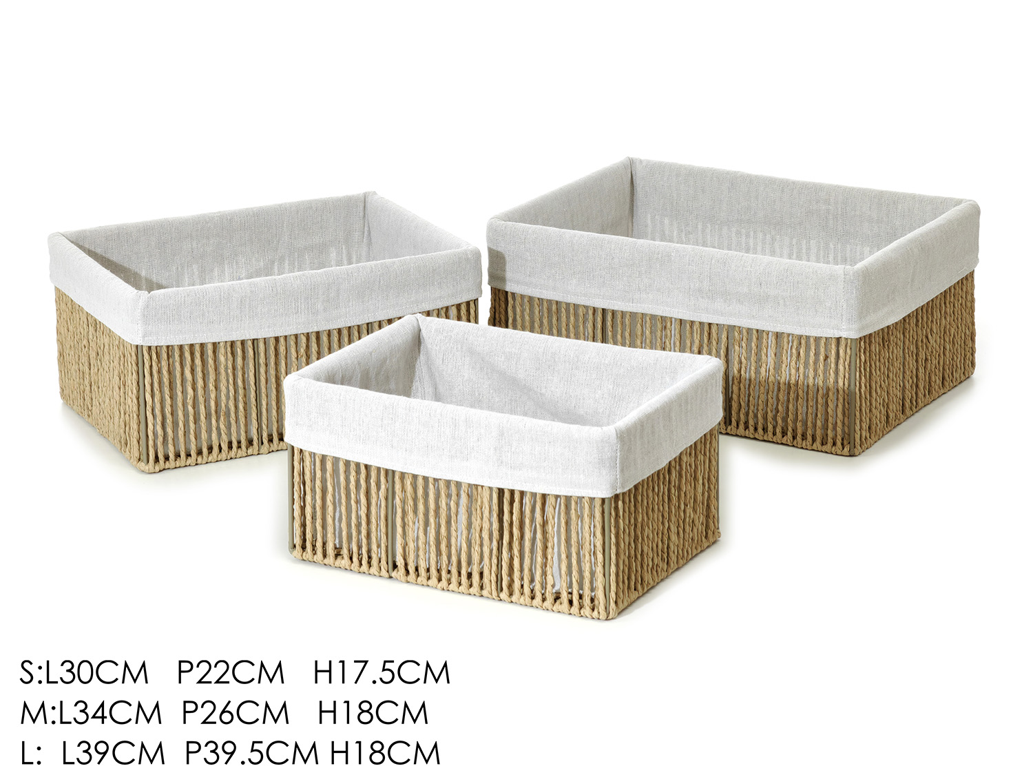 534011 Set Ceste Organizer in Corda e Tessuto – Soluzione Salvaspazio Elegante - immagine 1