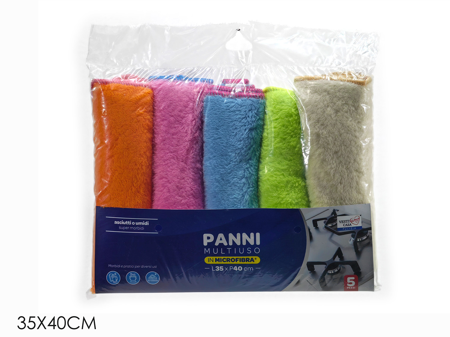 543501 Set 5 Panni Multiuso in Microfibra Extra Soft 35x40 cm – Pulizia Senza Aloni - immagine 1