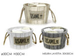 Cesto in Legno Shabby Chic con 4 Lavette – Set Benessere "Usami"