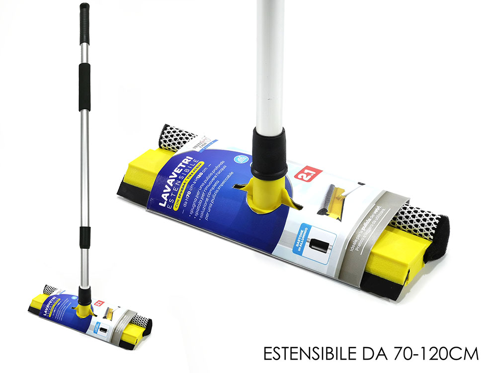nor Lavavetri Estensibile 2 in 1 con Spugna e Tergivetro – Da 70 a 120 cm - immagine 1