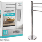 Portasciugamani da Terra a 3 Bracci in Acciaio Inox Cromato